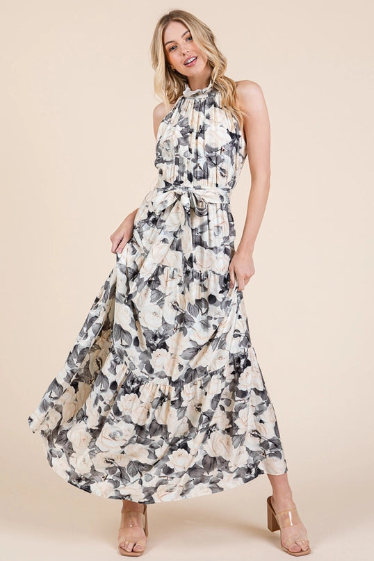 Rosa Floral Print Halter Neck Tiered Maxi Dress – The 1408 Boutique •  Lingerie