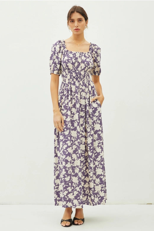 Mable Floral Print Milkmaid Shirred Waist Maxi Dress – The 1408 Boutique •  Lingerie