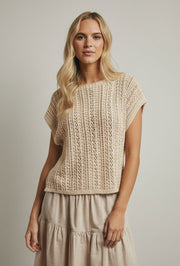 Randi Open-Knit Crochet Sweater Top