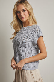 Randi Open-Knit Crochet Sweater Top