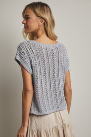 Randi Open-Knit Crochet Sweater Top