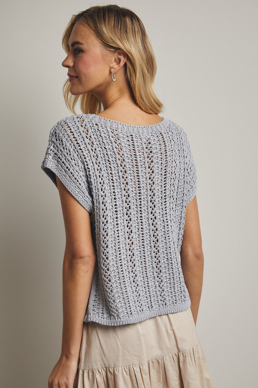 Randi Open-Knit Crochet Sweater Top