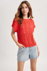 Randi Open-Knit Crochet Sweater Top