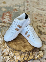 Corkys Hey Girl Showtime White Tan Black Sneaker Shoes