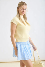 Tricia Mock Neck Short Sleeve Sweater Top