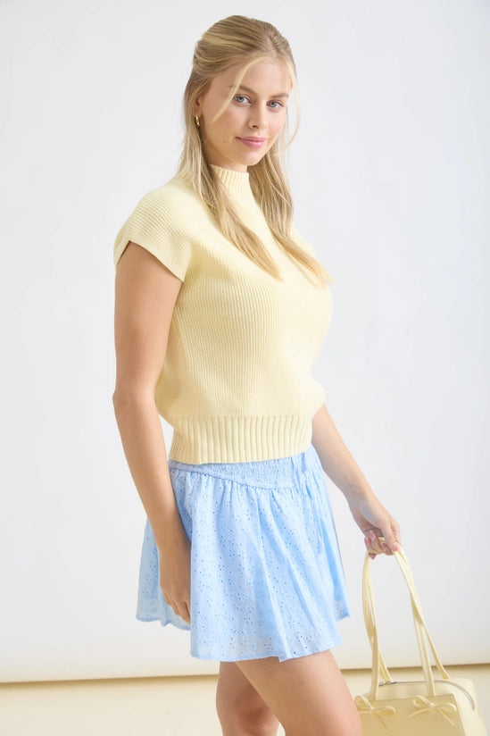 Tricia Mock Neck Short Sleeve Sweater Top