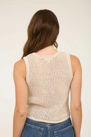 Indy V-Neck Button Front Crochet Knit Vest