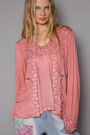 Grace Floral Embroidery Embellished Blouse Top