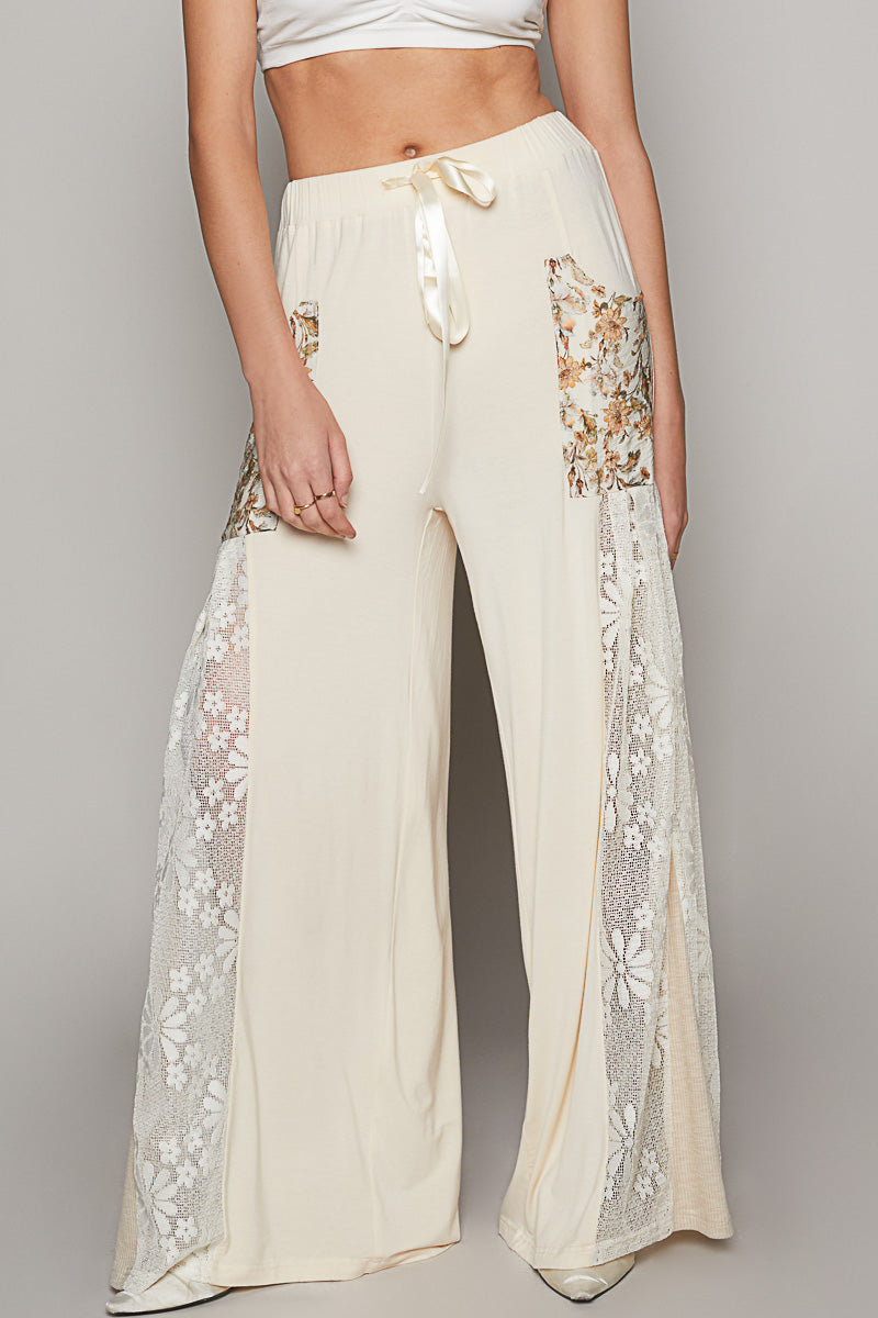 Sally Lace Trim Wide Leg Pants