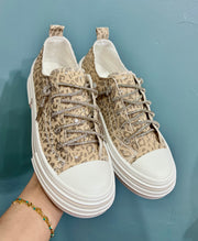 Aman Sparkle Lace Up Print Canvas Sneaker with Crystal Laces