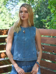 Lindee Seam Detail Sleeveless Denim Top & Pant Set