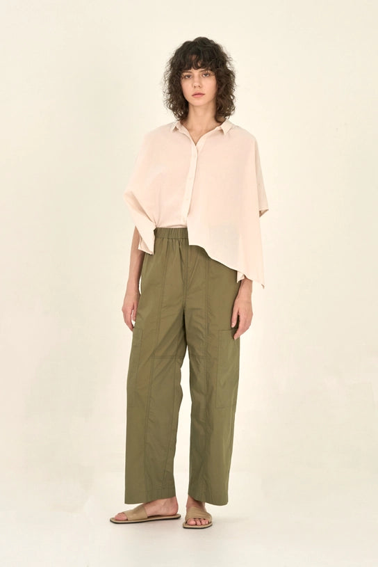 Fawn Seamed Cotton Cargo Pants