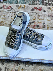 Aman Sparkle Lace Up Print Canvas Sneaker with Crystal Laces
