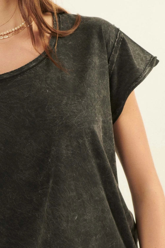 Vintage Basics Solid Color Mineral Washed Tee
