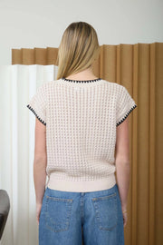 Terra Crochet Open Knit Twisted Mini Cable Knit Top
