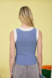 Memory Contrast Trim Knit Tank Top