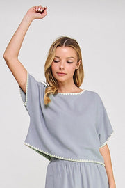 Kerrigan Dolman Short Sleeve Linen Top
