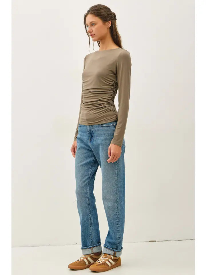 Caterina Boat Neck Long Sleeve Top