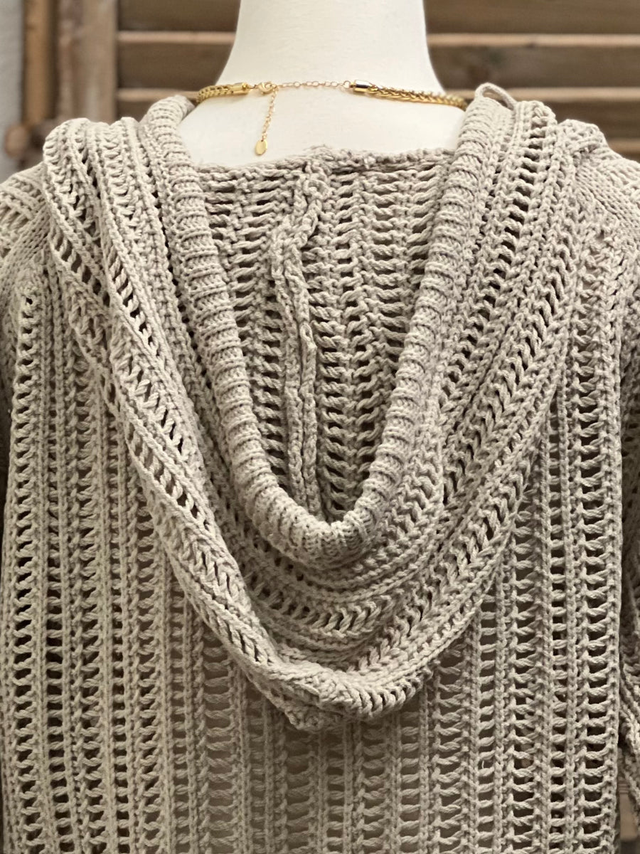 Trinity Open Knit Hooded Sweater