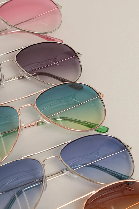Jetstream Classic Lightweight Round Colored Lenses Aviator Sunglasses