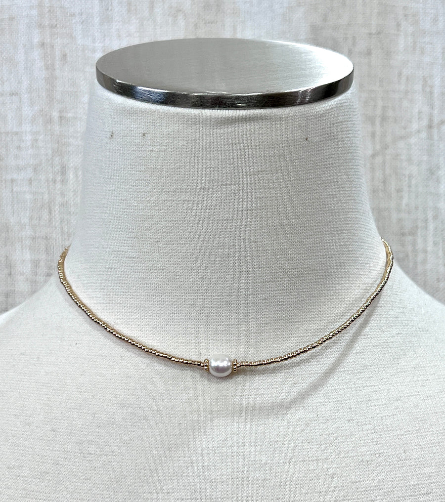 Meghan Browne Charlotte Gold & Pearl Choker Necklace