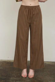 Minda Striped Linen Henley Top and Pants Set