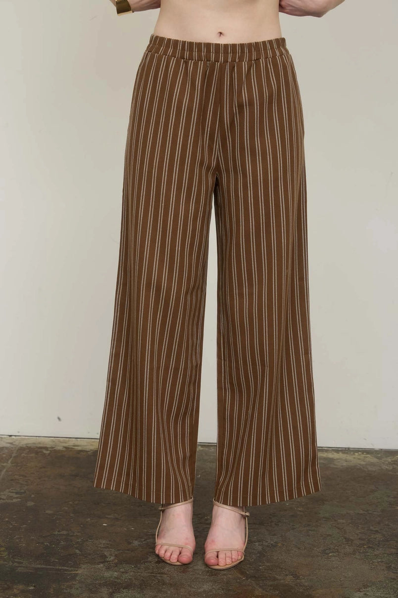 Minda Striped Linen Henley Top and Pants Set