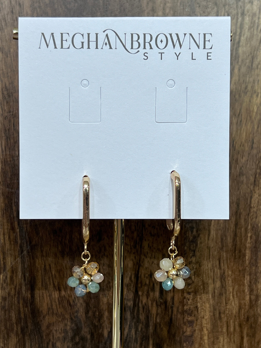 Meghan Browne Suri Light Multi Drop Hoop Beaded Flower Earrings