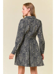 Catalina Collared Animal Print Long Sleeve Mini Dress
