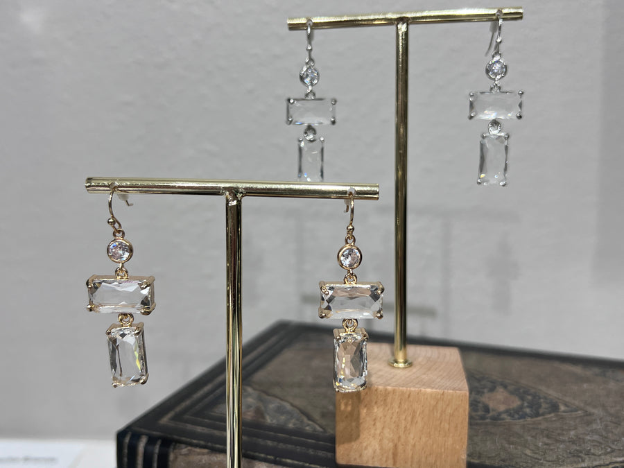 3 Drop Crystal Rhinestone Earrings