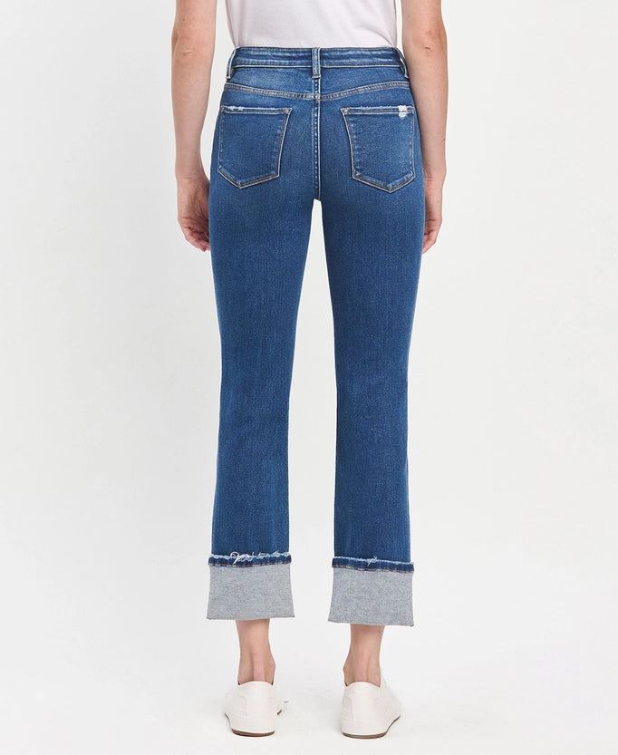Prisoner High Rise Cuffed Slim Straight Ankle Jeans
