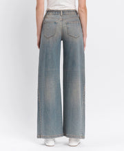 Flower-Child High Rise Elastic/Tie Baggy Wide Leg Jeans