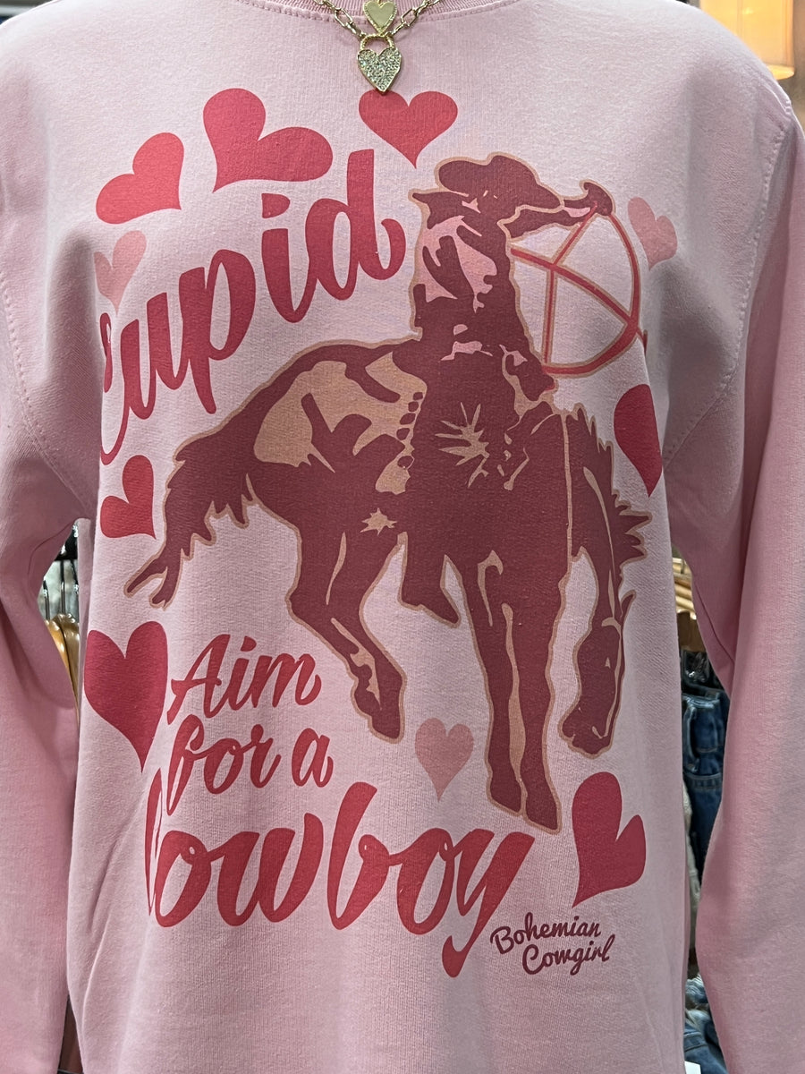 Cupid, Aim For A Cowboy Valentines Sweatshirt