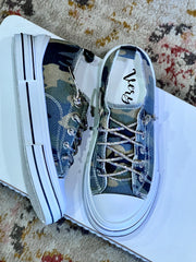 Aman Sparkle Lace Up Print Canvas Sneaker with Crystal Laces