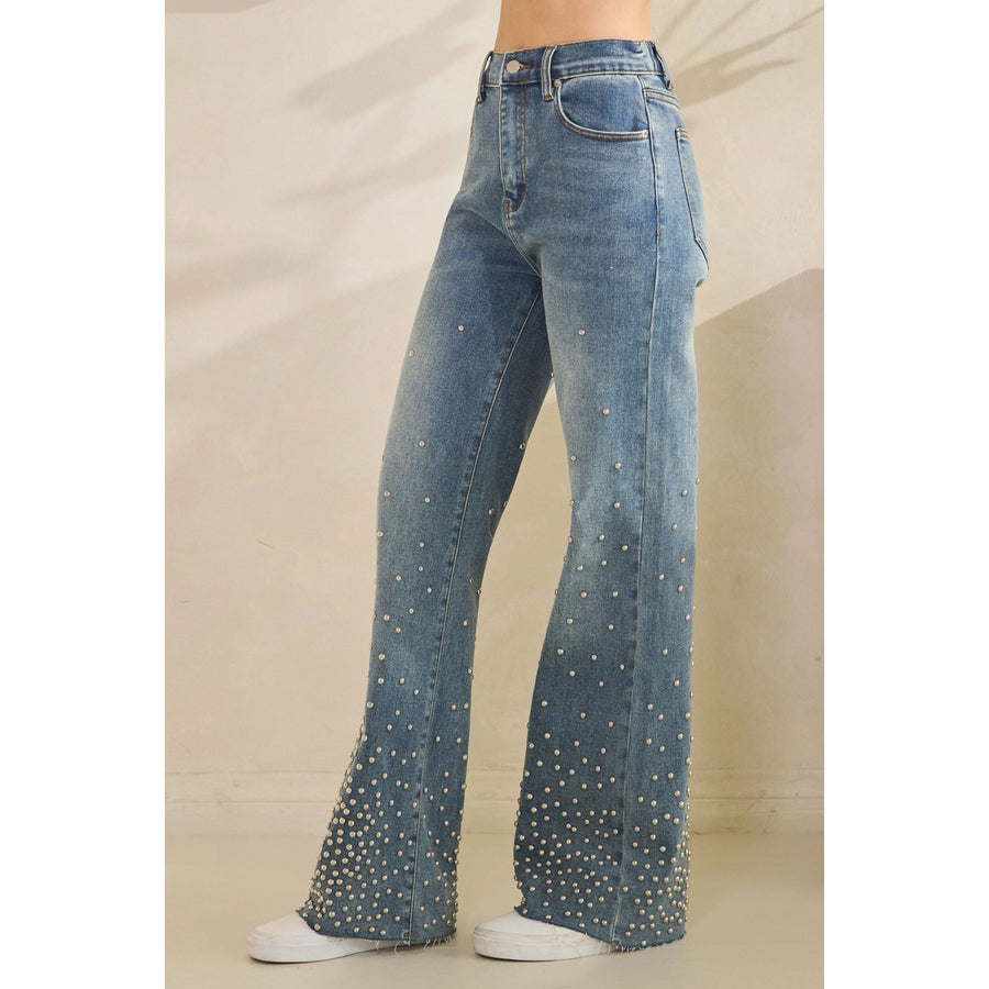 Rock On Stud Embellished Straight Leg Jeans by Oli & Hali
