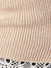 Lila Button Front Short Sleeve Lace Hem Sweater Top