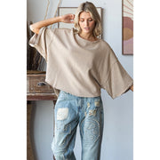 Justine Washed Knit Oversized Mod-Crop Top