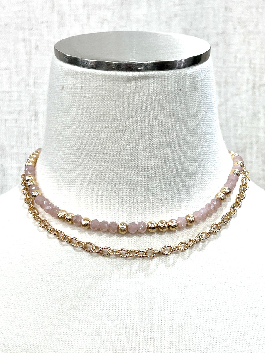 Meghan Browne Demsey Pink Quartz Beaded Necklace