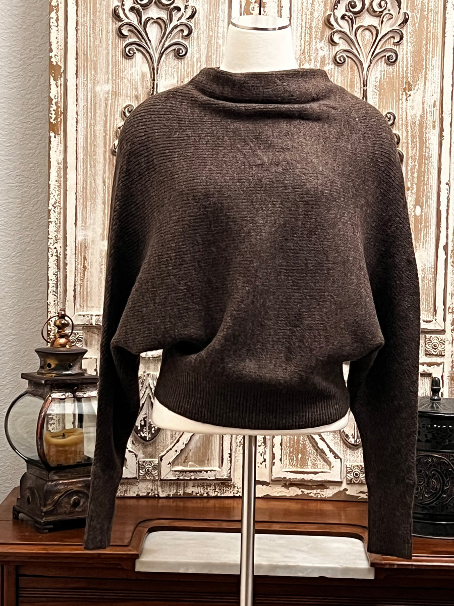 Emberly Cowl Neck Batwing Fitted Knitted Sweater