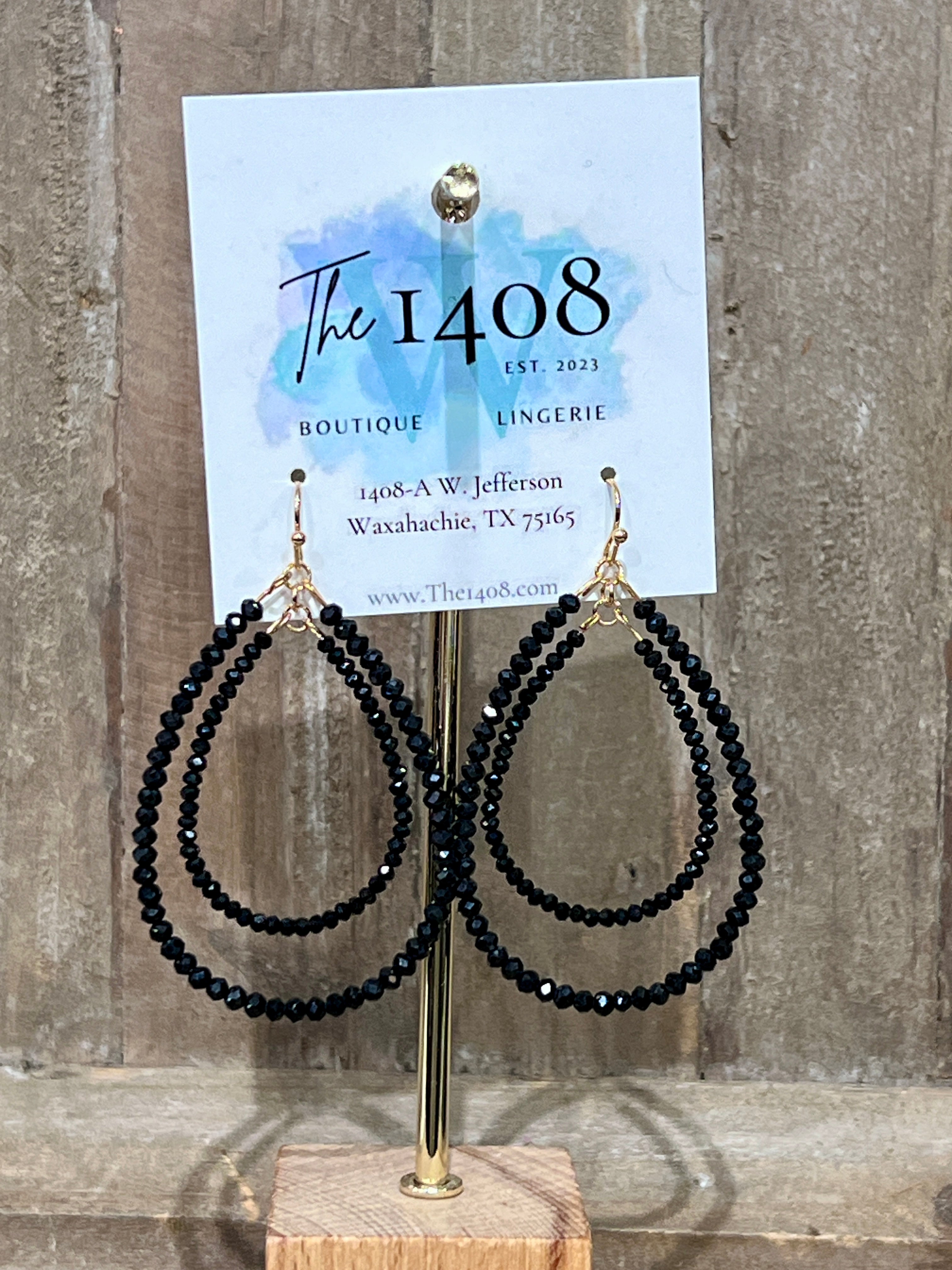 Crystal Beaded Double Teardrop Earrings