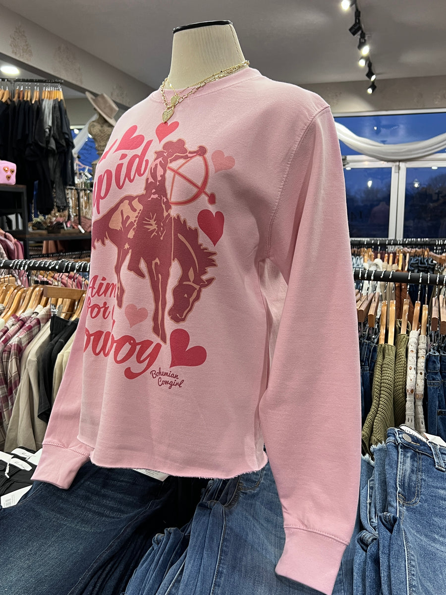 Cupid, Aim For A Cowboy Valentines Sweatshirt