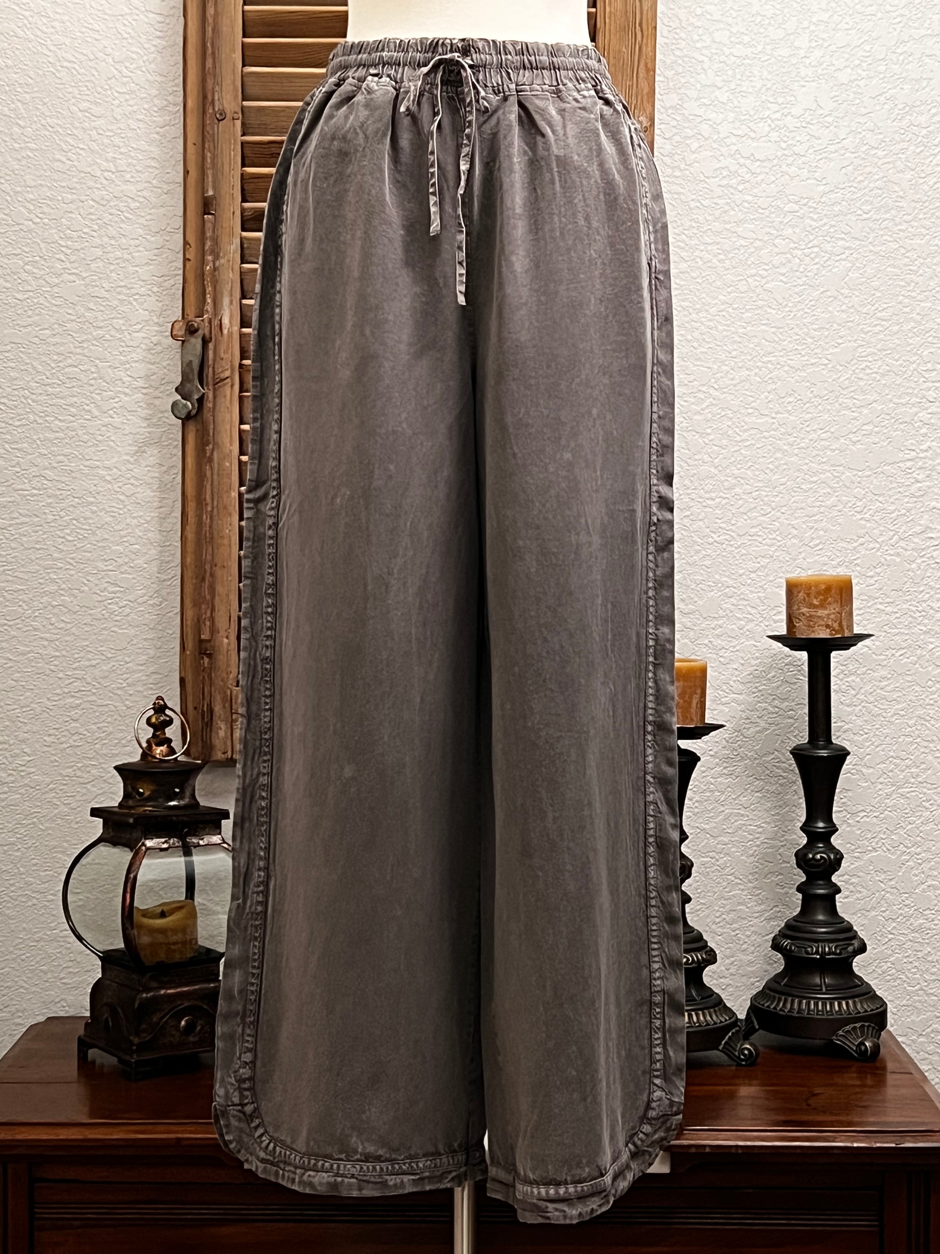 Allison Mineral Washed Soft Twill Wide Leg Pants