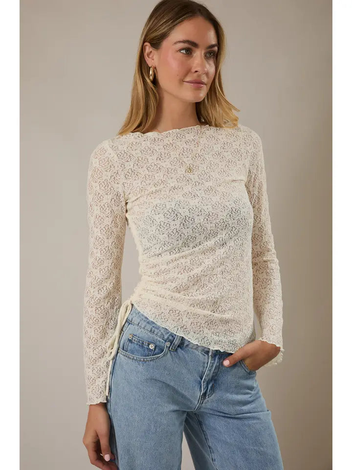 Wendi Lace Mesh Fitted Top