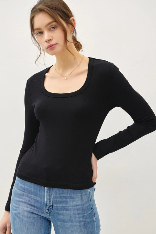 Carla Basics Long Sleeve Scoop Neck Tee