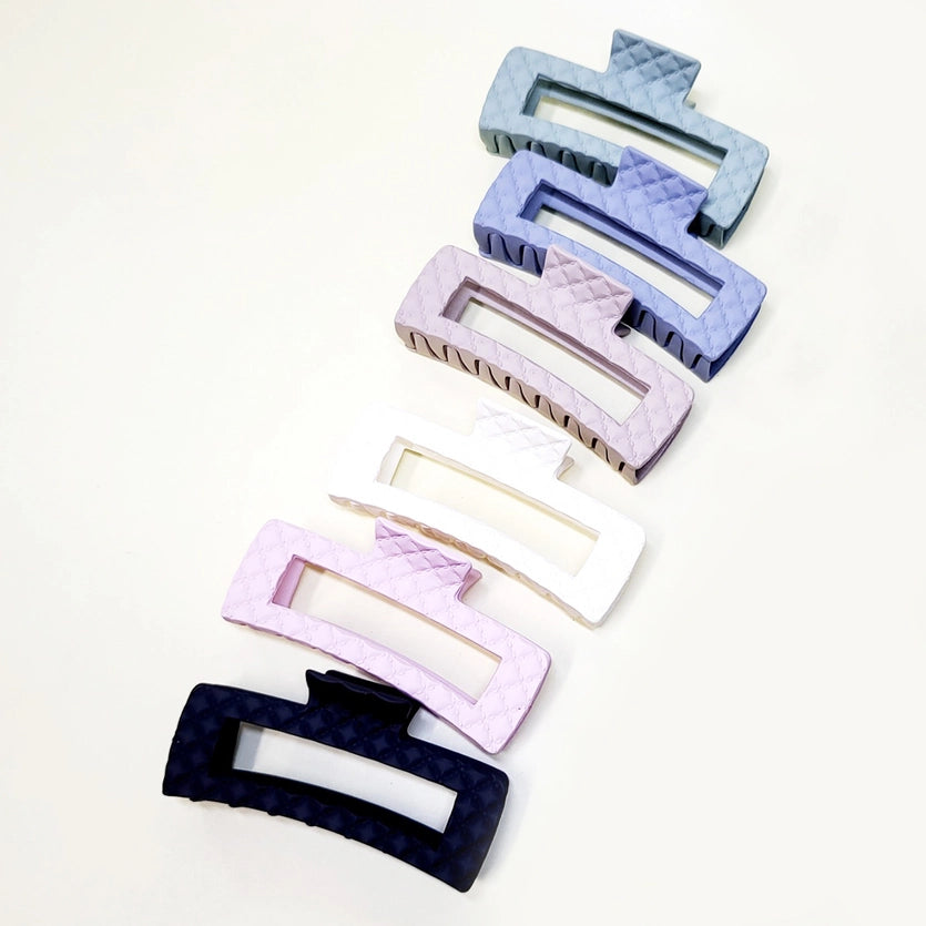 Alexandria Quilted Embossed Matte Color Hair Claw Clip