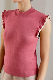 Patterson Mock Neck Ruffle Sleeve Sweater Knit Top