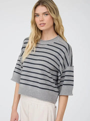 Chelsey Exposed Seam Striped Sweater Top