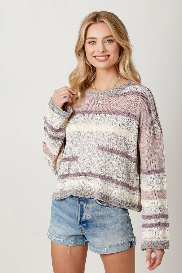 Violet Multicolor Stripe Sweater