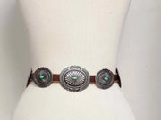 Pueblo Full Concho Distressed Leather Belt