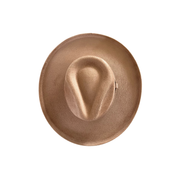 Vegan Pencil Curl Stiff Brim Fedora Hat: Mocha